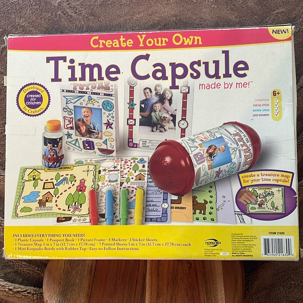“Creat your own TIME CAPSULE made by me!” Created for children.